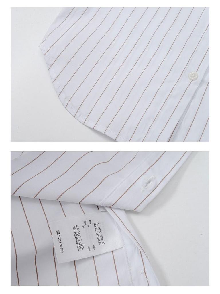 TBJL Women's White Pinstripe Campus Style Short Sleeve Blouse