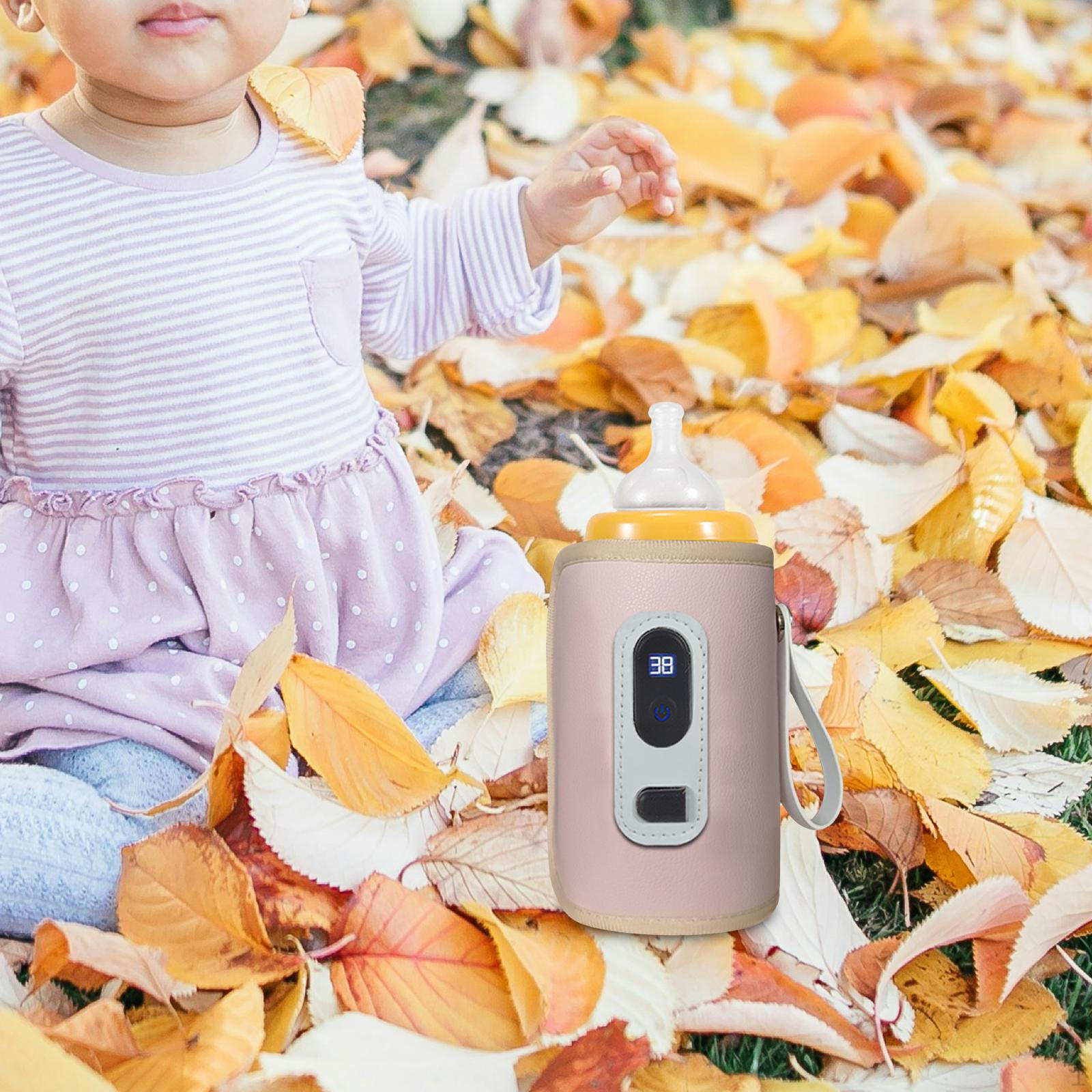 

Підігрівач для дитячих пляшечок, Портативний контейнер для молока з постійною температурою для подорожей на автомобілі, рожевий