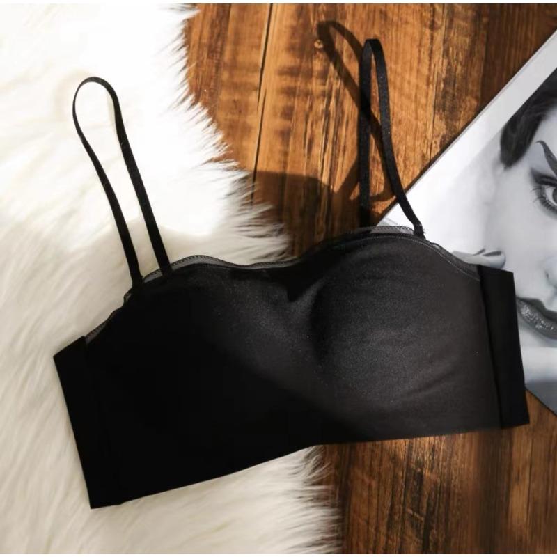 

Traceless women gather, no steel ring, no shoulder strap, anti-light bra cover, thin shoulder strap, large chest, thin tube top, thick underwear 85 (for 38abc) чорний