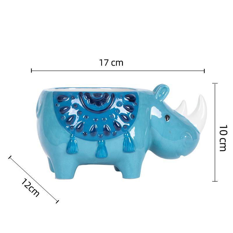 

Милый горшок для цветов в виде носорога, горшок для суккулентов, керамическая кашпо, украшение для стола, украшение для дома и сада 1 Piece