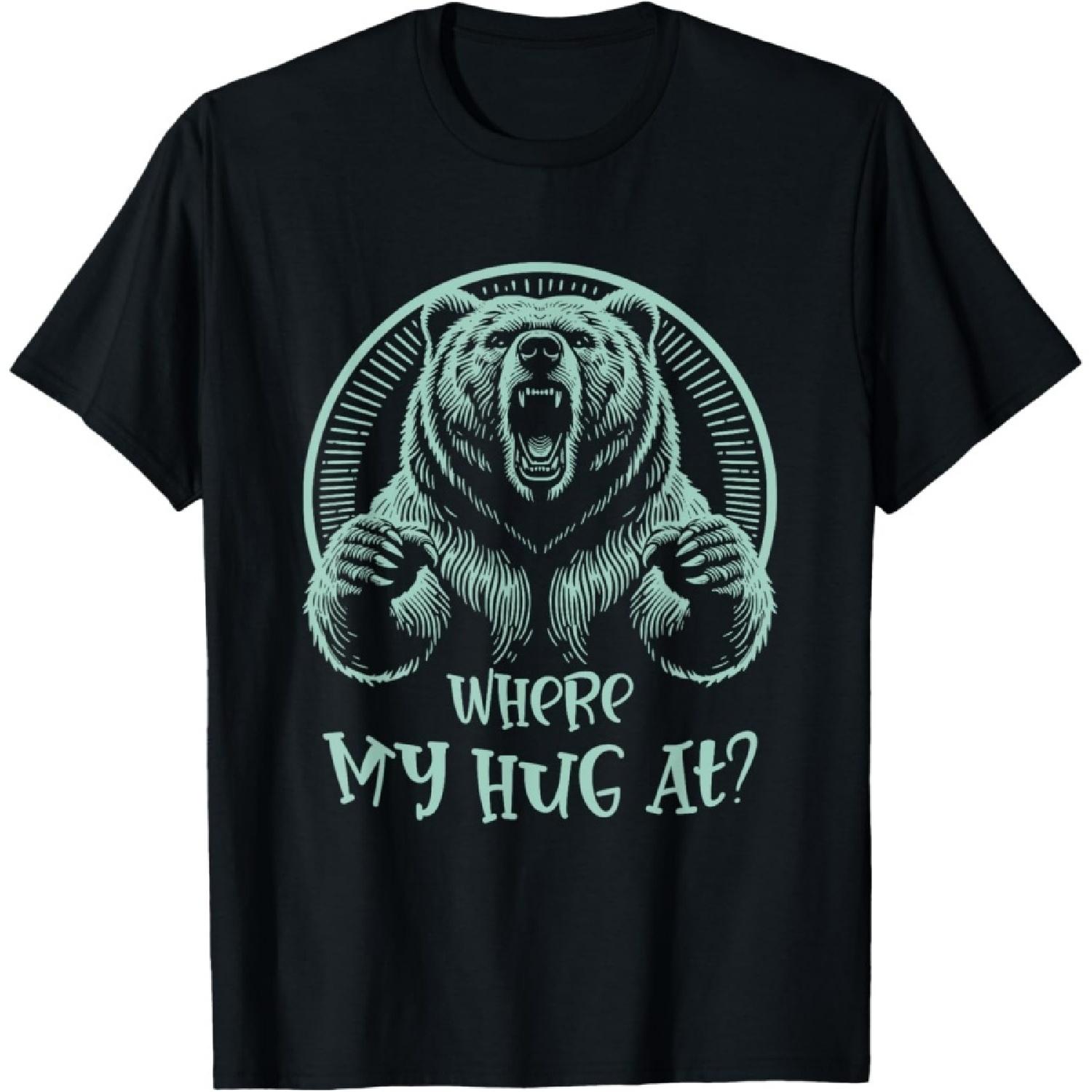 Футболка  Where My Hug At_  от Grizzly Bear в  Стиле гравюры  S