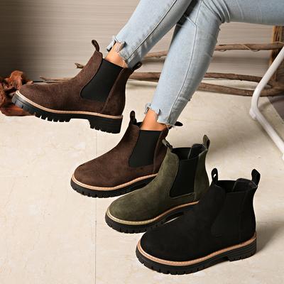Thick-heeled Booties Women's New 2025 Fall/Winter Plus Size Round Toe Fashionable and Comfortable Double-zipper Women's Martin Boots