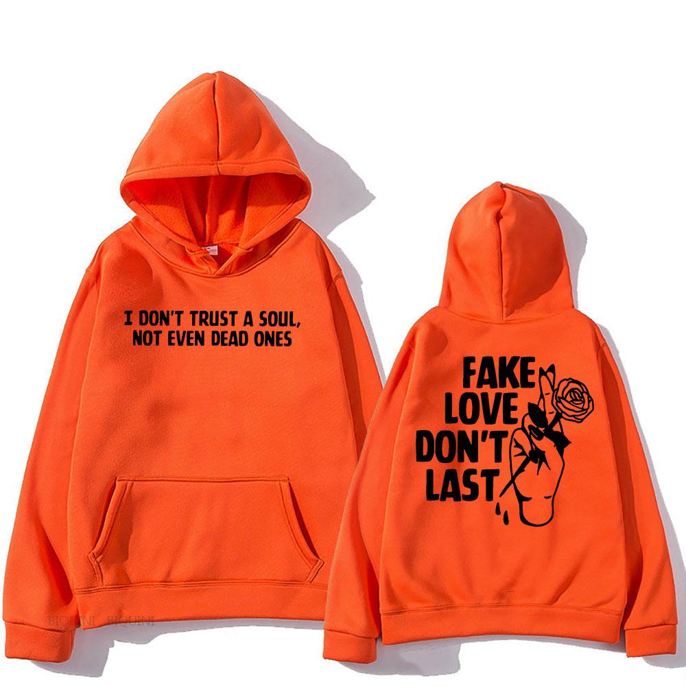 Fake Love Don't Last Hoodies Rapper Mgk Machine Gun Kelly Sweatshirts for Men/Women Hip Hop Graphic Printing Pullovers Hooded