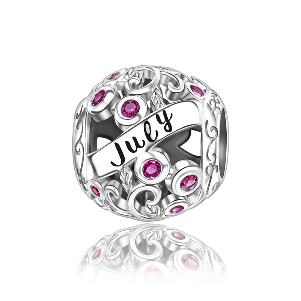 New 925 Silver Charms Colored Zircon Twelve Months Beads Pendant Bracelets Necklaces Womens DIY Jewelry Gift
