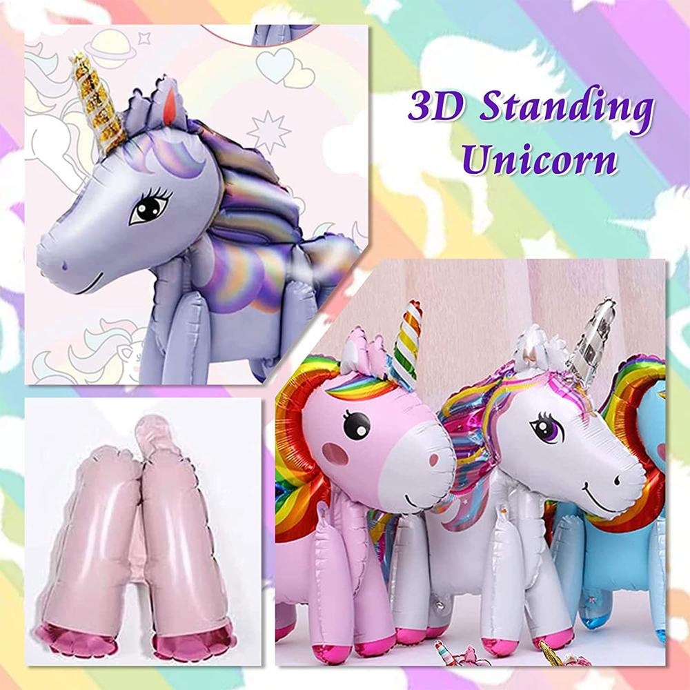 3D Unicorn Foil Balloons Full Body Balloon for Birthday Party Decor, 8pcs
