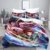 Demon slakter: Kimetsu no Yaiba kamado Nezuko Anime 100% Polyester Sengetøy Sett Dynetrekk Sett Trykt Tegneserie Hjemmeinnredning