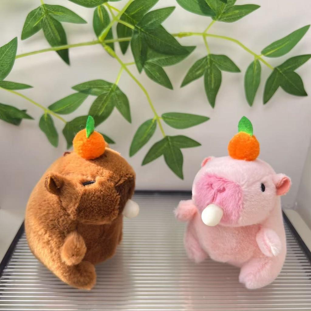 Brown Charming And Pink Capybara Plush Doll Bubble Blowing Keychain For Kids