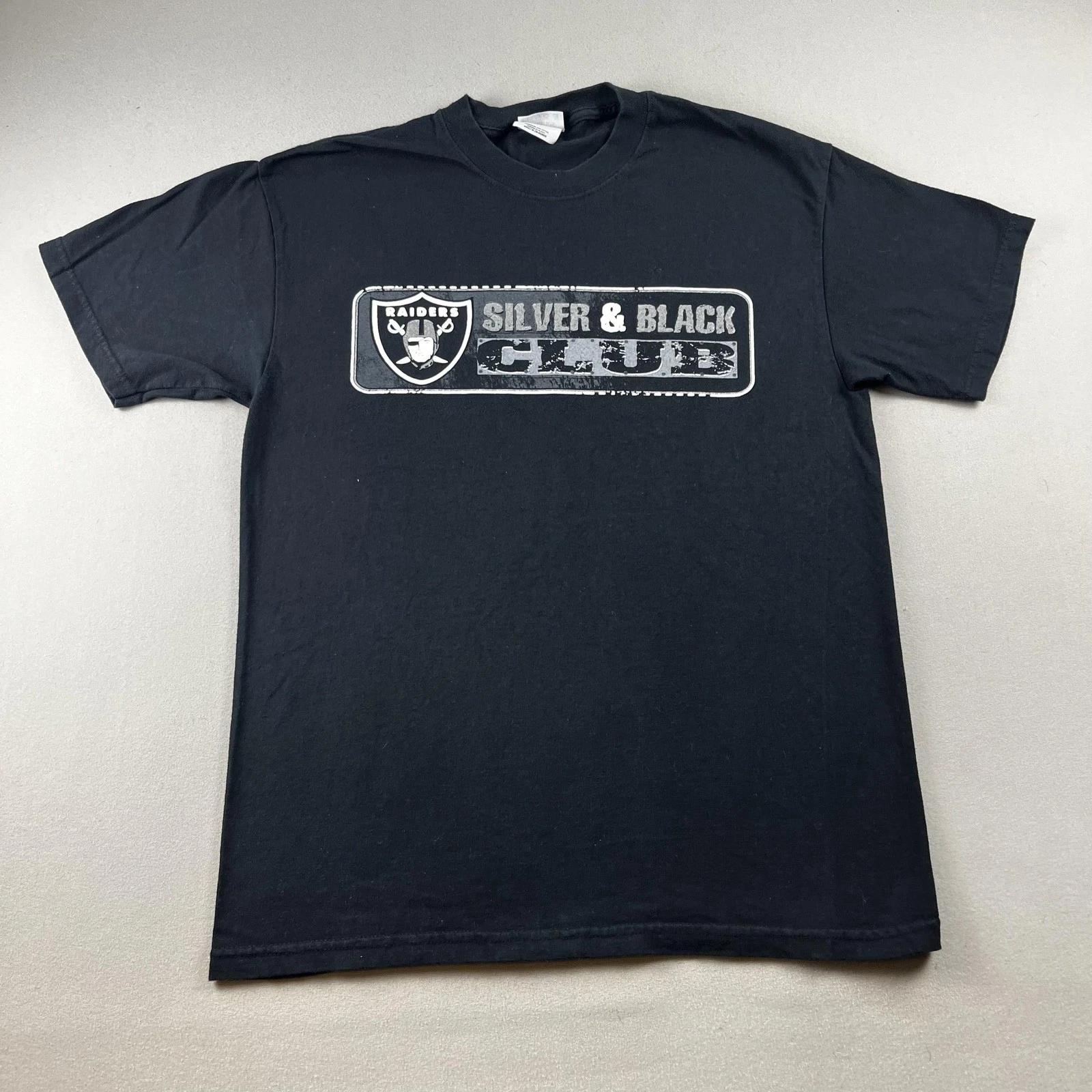 Vintage Oakland Raiders T-Shirt Mens Medium Silver & Black Club Football NFL 90s XL