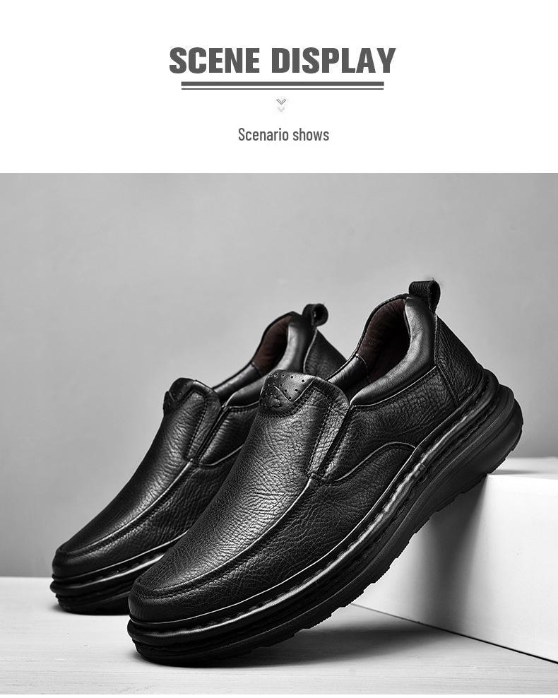 High-End Autumn/Winter 2021 Men's Slip-On Thick-Soled Genuine Leather Business Shoes
