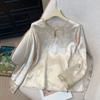 Women's Long-Sleeve Embroidered Round-Neck Blouse Spring Designer Pullover Blouse