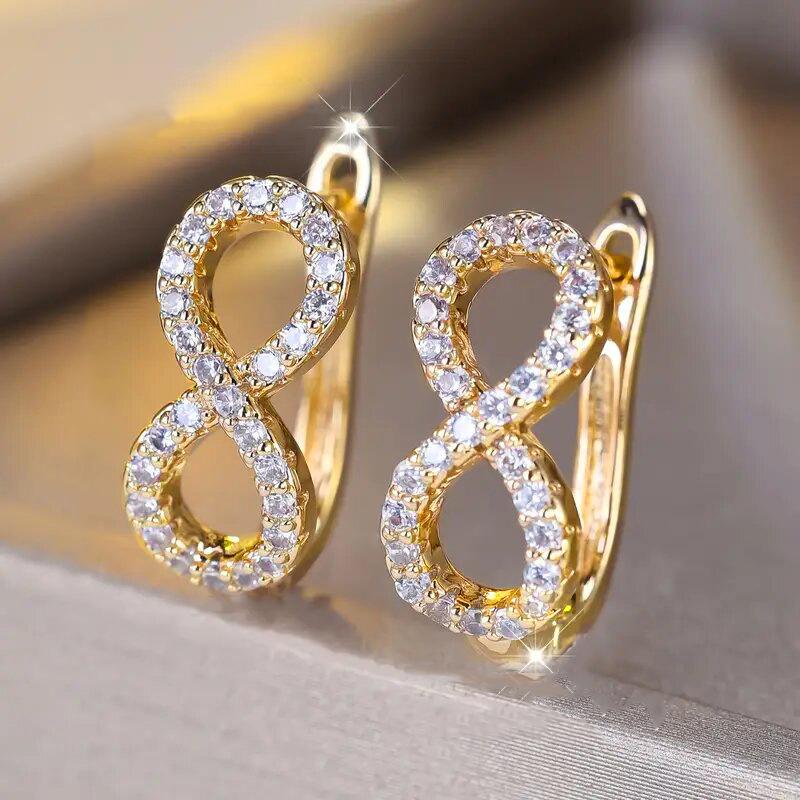 925 Silver Simple Bowknot Infinity Earrings for Women Fashion Wedding Jewelry Bowtie CZ Zircon Brincos Mujer