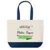 Tote Bag - PLANETEE - Blue Bottom Shopping Bag « Best Swimmer » - Blue - Cotton - 40 X 45 Cm