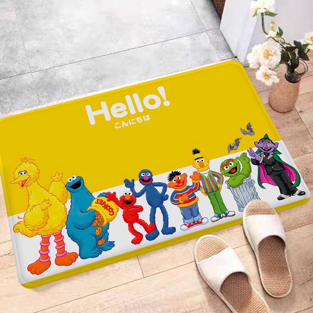 S-Sesame S-Street Theme Hallway Carpet Washable Non-Slip Living Room Sofa Chairs Area Mat Kitchen Doormat Area Rug