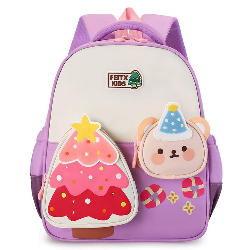 

Kids Kids Bookbag With Christmas Tree And Bear Decoration For Preschool And Outings фиолетовый