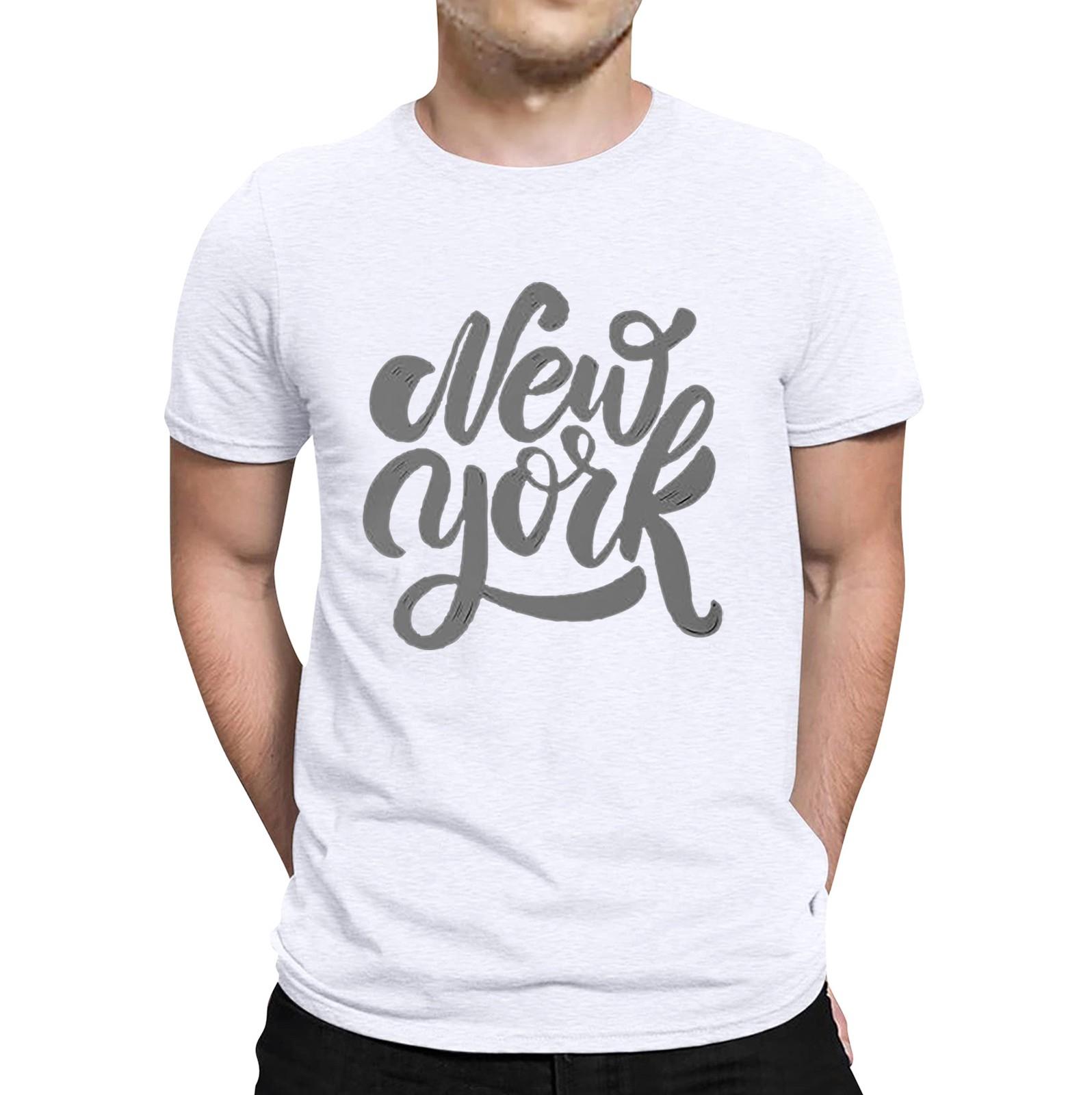 

Мужская повседневная свободная футболка с принтом, пуловер с круглым вырезом, топ с короткими рукавами XL белый