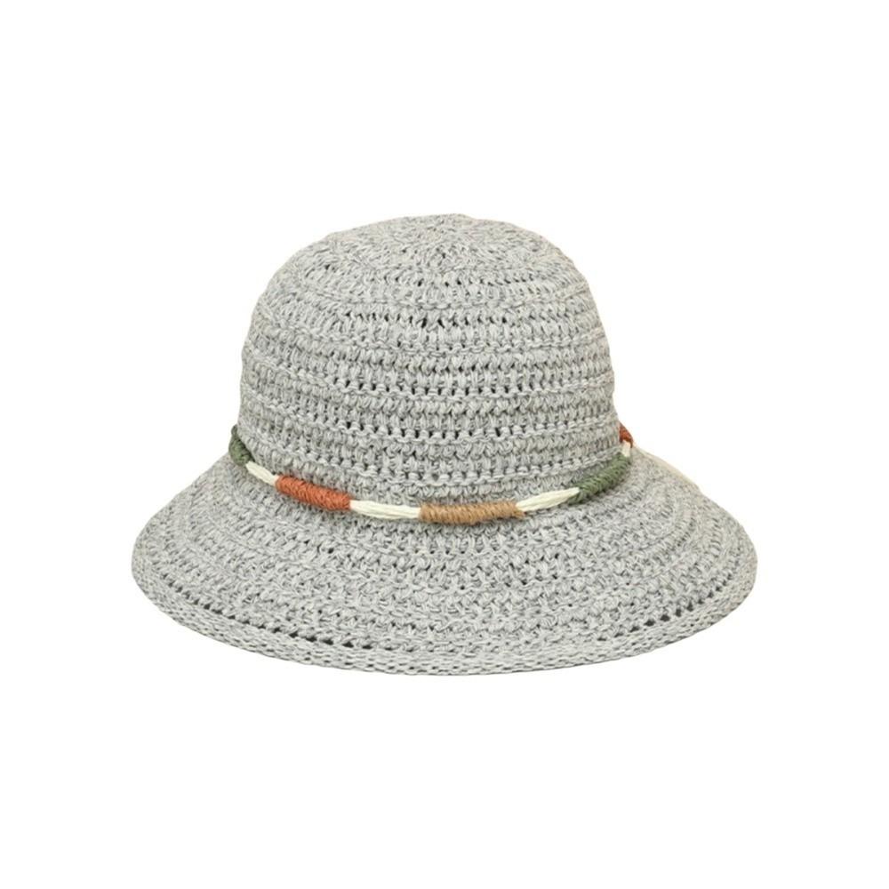 Шляпа-ведро с широкими полями от солнца Большая рыбацкая шляпа Модная соломенная плетеная шляпа от солнца Для улицы серый