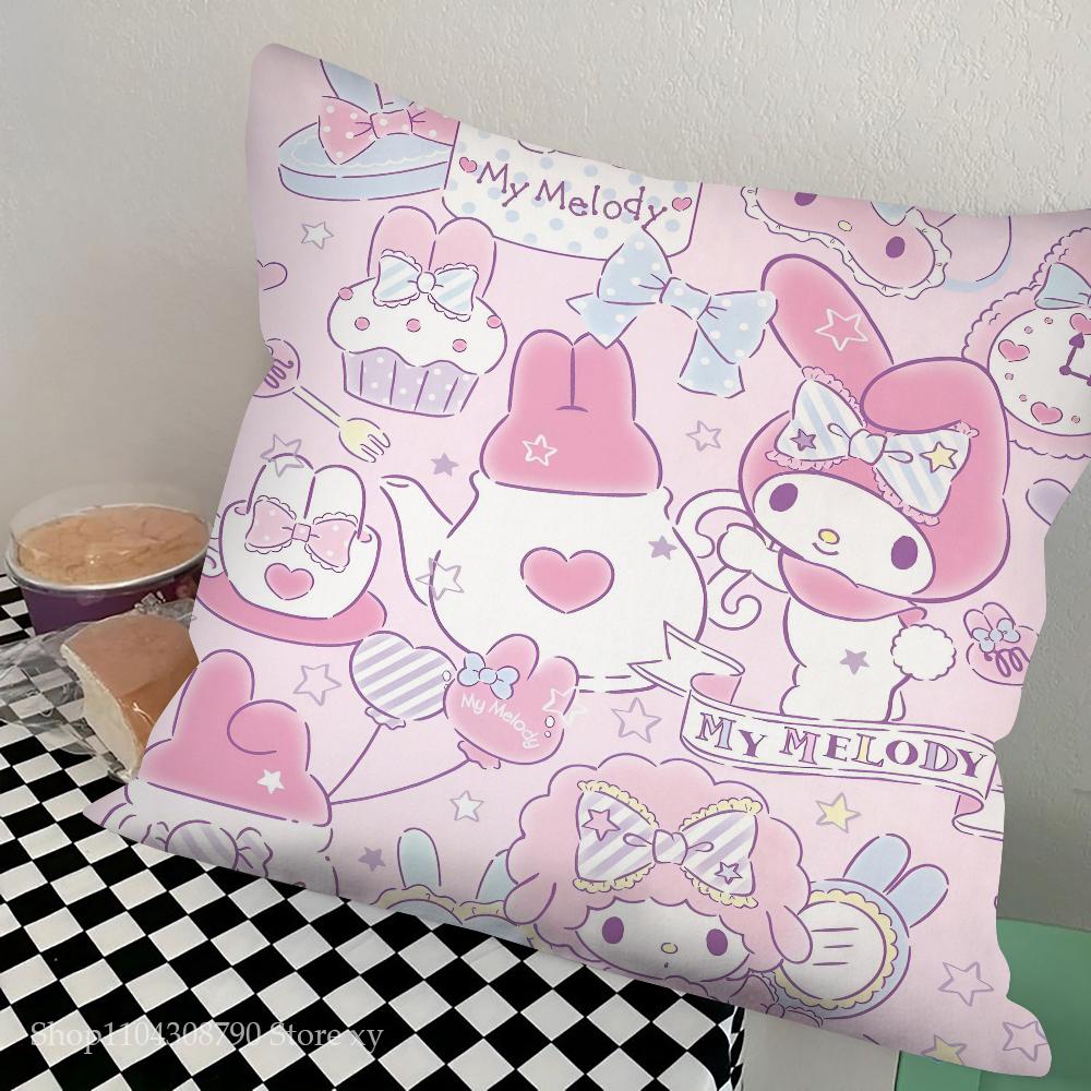 Cartoon My Melody Pillow Case Fashion Square Pillowcase Bedroom Sofa Room Ins Decoration Leisure Cushion Cover 40x40