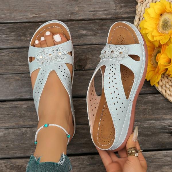 Fashion Female Shoes Low Ladies' Slippers Fretwork Heels Platform Big Size On A Wedge 2025 Summer Rome Fabric Rubber Slides PU Hoof
