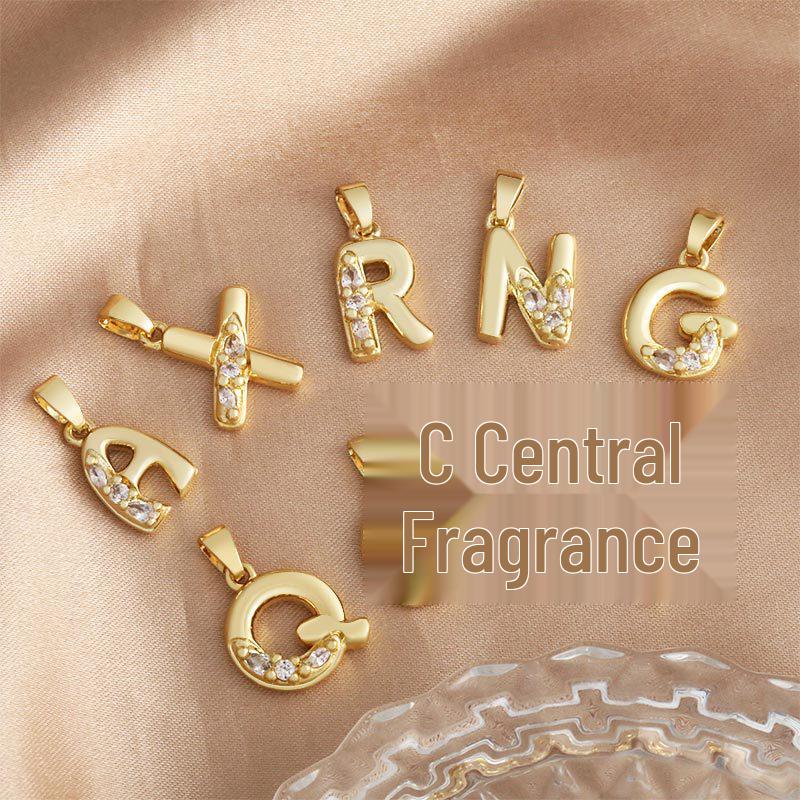 Lu District Copper Micro-Inlaid Zircon Letter Pendants - Hip Hop Clavicle Chain DIY Jewelry Accessories