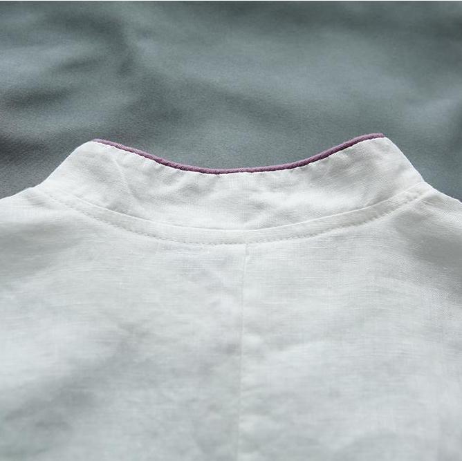 Spring Summer Retro Seven Quarter Ladies' Cotton Linen Shirt Blouse Chinese Traditional Women's Formal Top Ttang Costume Hanfu