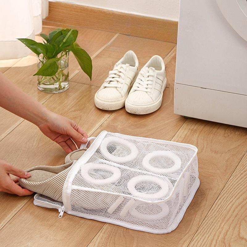 1pc Reusable Mesh 1pc Portable Shoe Washing Bag - Travel Storage Zipper Bag - Keep Shoes and Underwear Clean and Fresh