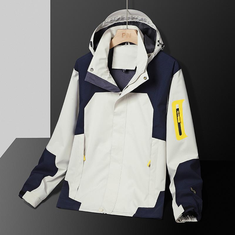 Giacche da Pugno da Esterno per Uomo Color Block Giacca Casual Larga Versatile Tendenza Giacca con Cappuccio per Coppia Impermeabile
