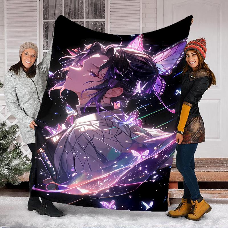 Demon Slayer Shinobu Kocho Printed Throw Blanket—soft,warm;versatile Blanket for All Seasons—perfect As &air-conditioning Throw,nap Blanket
