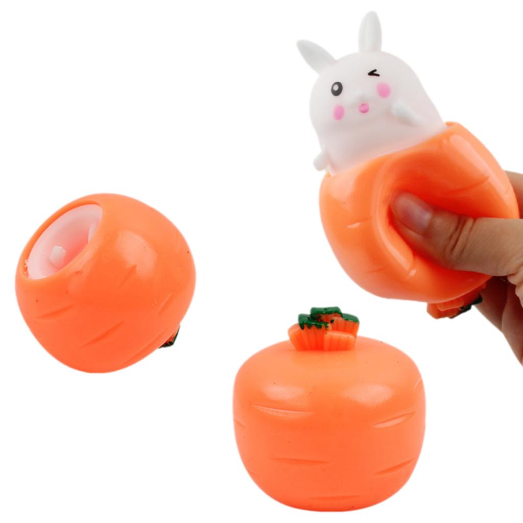 2 peças Cenoura Squishy Coelho Apertar Brinquedos Telescópicos Crianças Rabanete Coelho Copo Beliscar Brinquedo Musical Presente Criativo para Alívio de Estresse