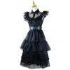 Adams Family Wednesday Dance Dress Cosplay Costume Gothic Long Dress Halloween Role Play Outfit