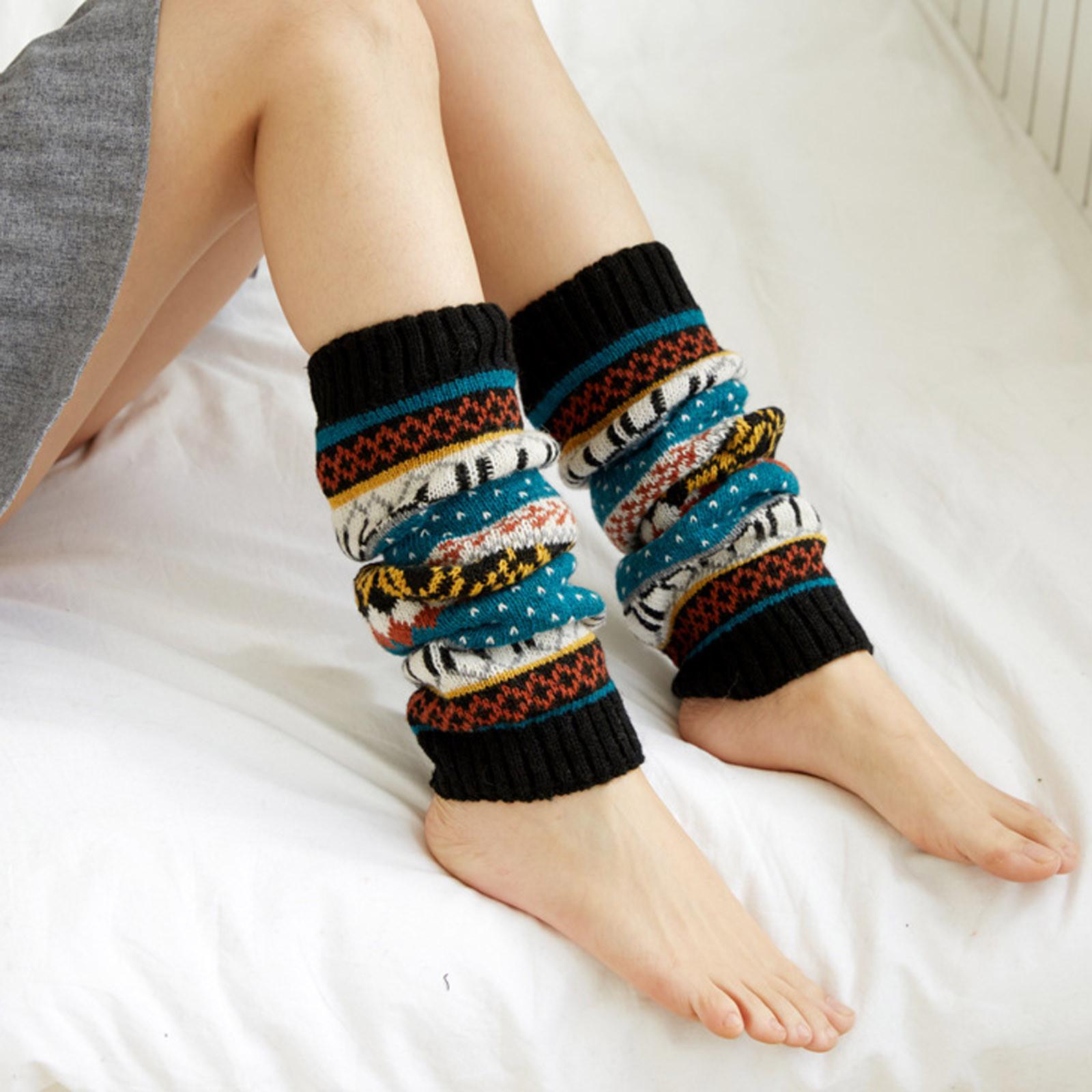 

Winter Women Keep Print Socks Knitting Warm Anklets Leggings Leg Warmers Socks чорний