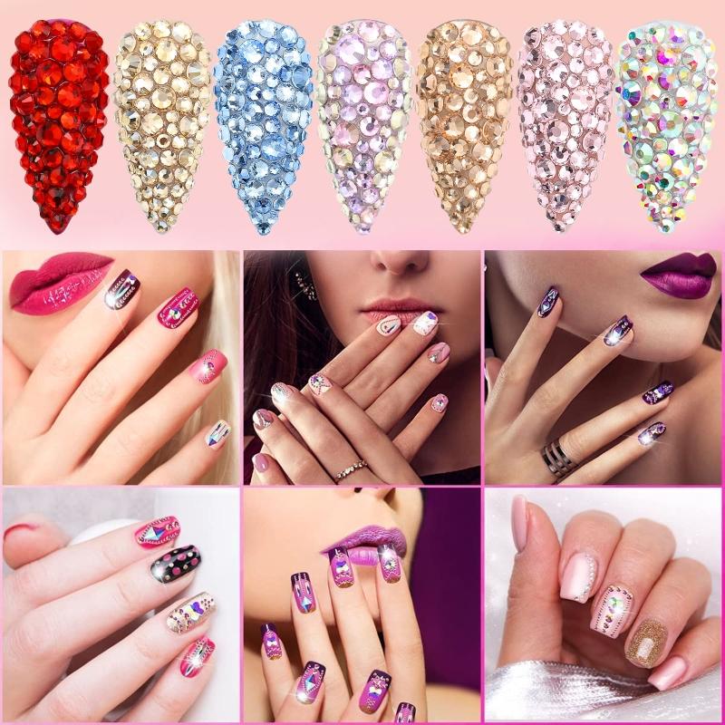 Glitter Rhinestones AB-Flat Back Shiny Stones Nail Art Decoration Mixed Sizes Nail Gems Crystal Strass Accessories