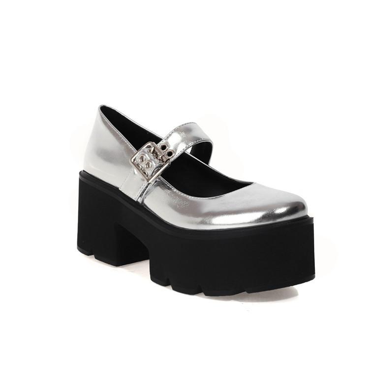 New large size Japanese round head small leather shoes  versatile muffin platform shoes  shoes