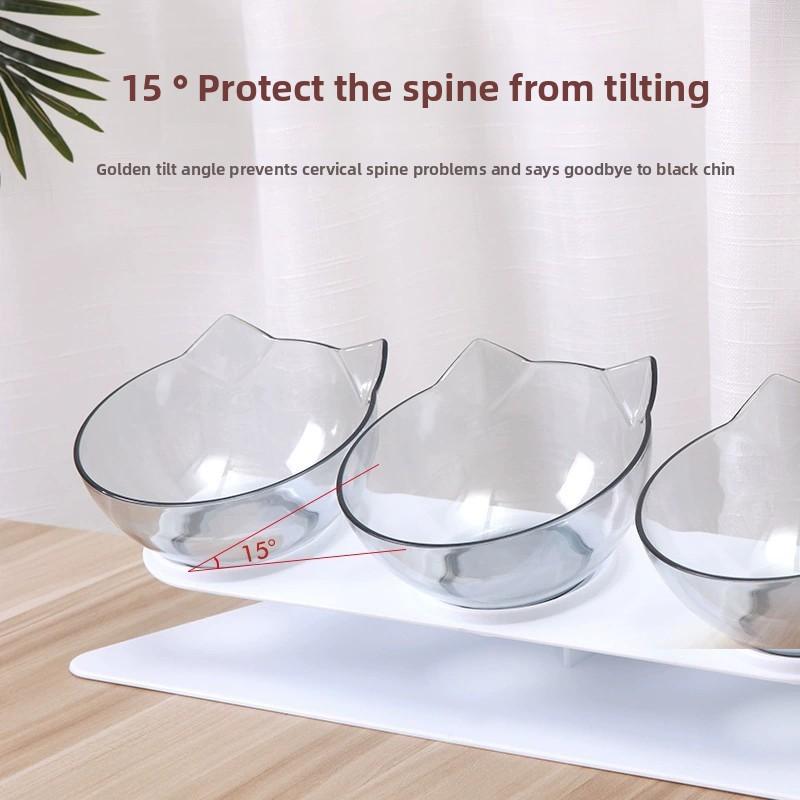Three Pet Bowls: A High-legged Bowl for Protecting The Cervical Vertebrae of Cats and Dogs, A Tilted Anti-tipping Pet Food Bowl