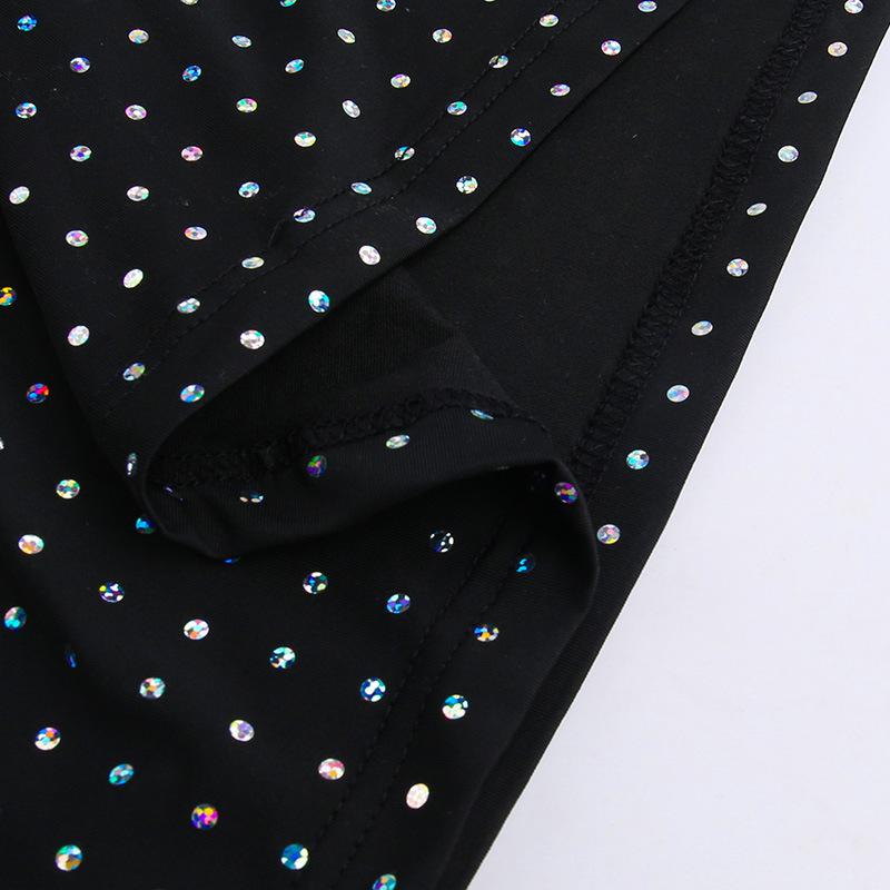 Lesklé diamanty Šněrovací šaty pro ženy Sexy Vystřihované S vysokým pasem Bodycon Šaty s dlouhým rukávem Dámské Letní párty Štíhlé Elegantní Večerní šaty Ženské