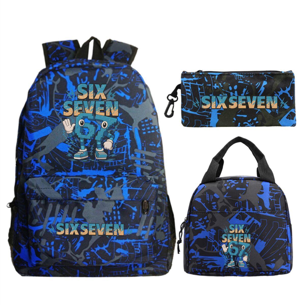 Zes Zeven Leuke Italiaanse Breinrot Schooltas Lunchtas Etui 3 delige Set Tiener Jongens Meisjes Cartoon 67 Trend Schoolbenodigdheden Cadeaus