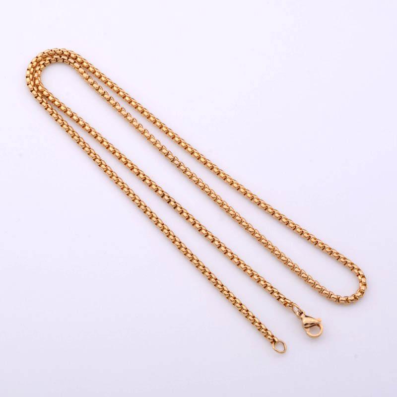 Men s Titanium Steel Square Pearl Necklace with Gold & Black Chain Pendant
