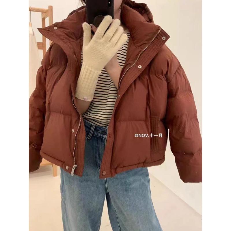 New Down Cotton Clothes Women's Short Removable Hat Loose Hooded Small Bread Clothes Winter