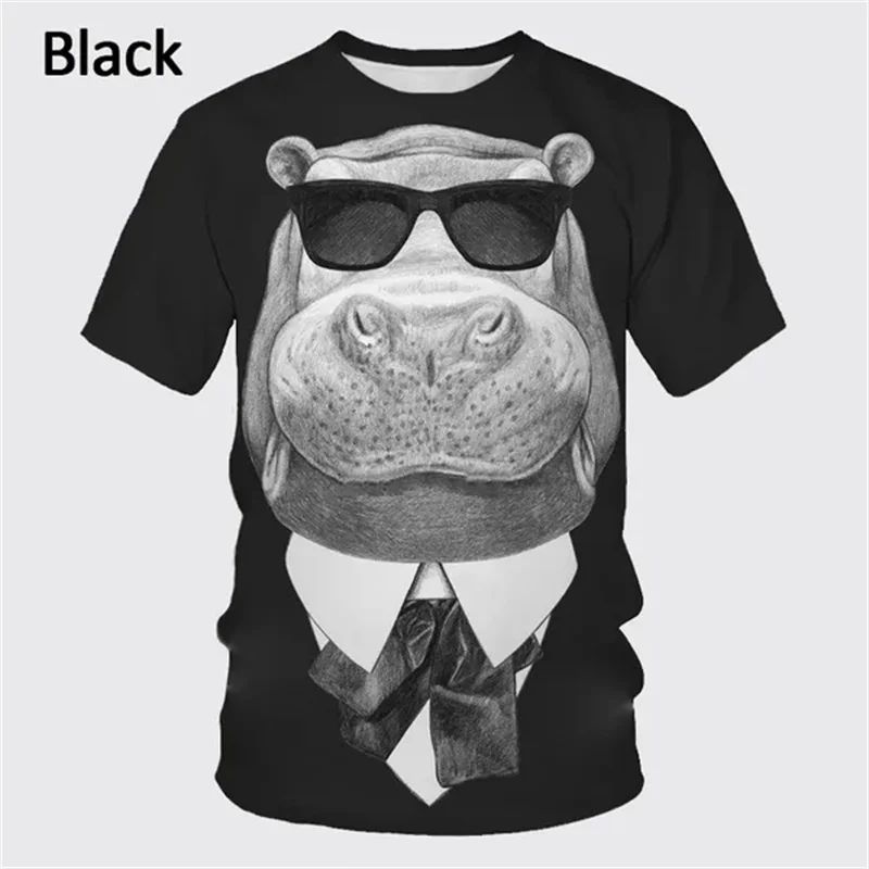 

Футболка с рисунком бегемота в стиле хип-хоп для мужчин, модная, с коротким рукавом, с принтом, трендовая, повседневная, креативная, в стиле Харадзюку, качественная 6XL