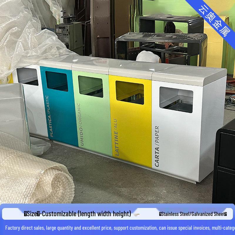 Large Stainless Steel Outdoor Trash Can for Parks and Municipal Areas