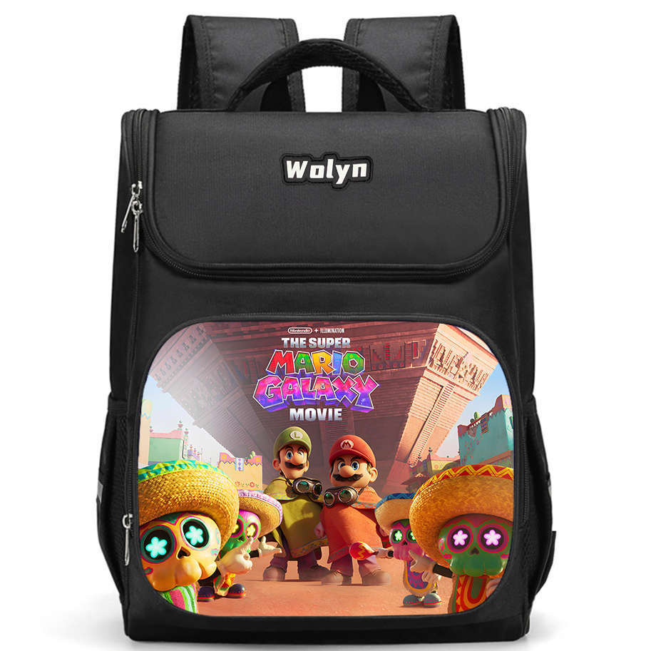 Der Super Mario Galaxy Film Strapazierfähiger Rucksack mit mehreren Fächern für Schulkinder Mit atmungsaktiven Air-Cushion-Trägern