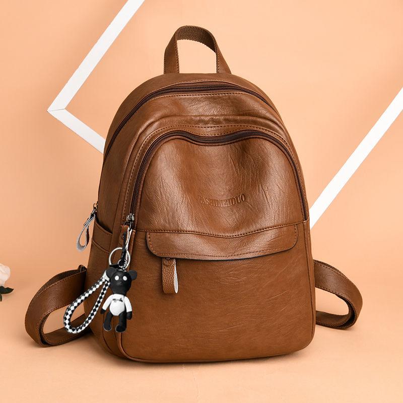 Versatile Women's PU Leather Backpack Handbag – Large Capacity, Casual Schoolbag