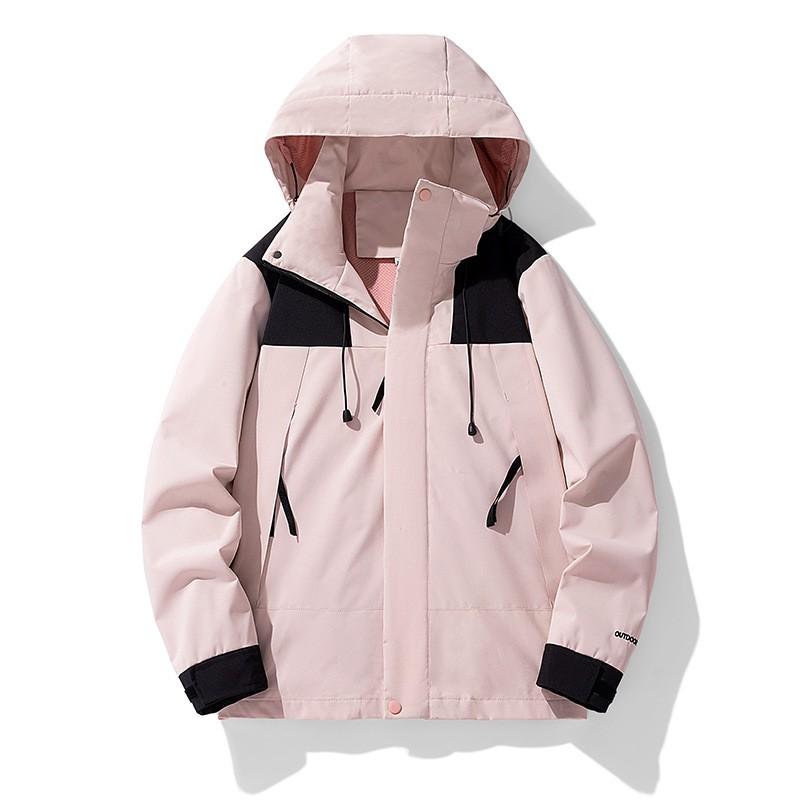 Color Block Loose Outdoor Hooded Jacket Men Women Trendy Casual Outerwear