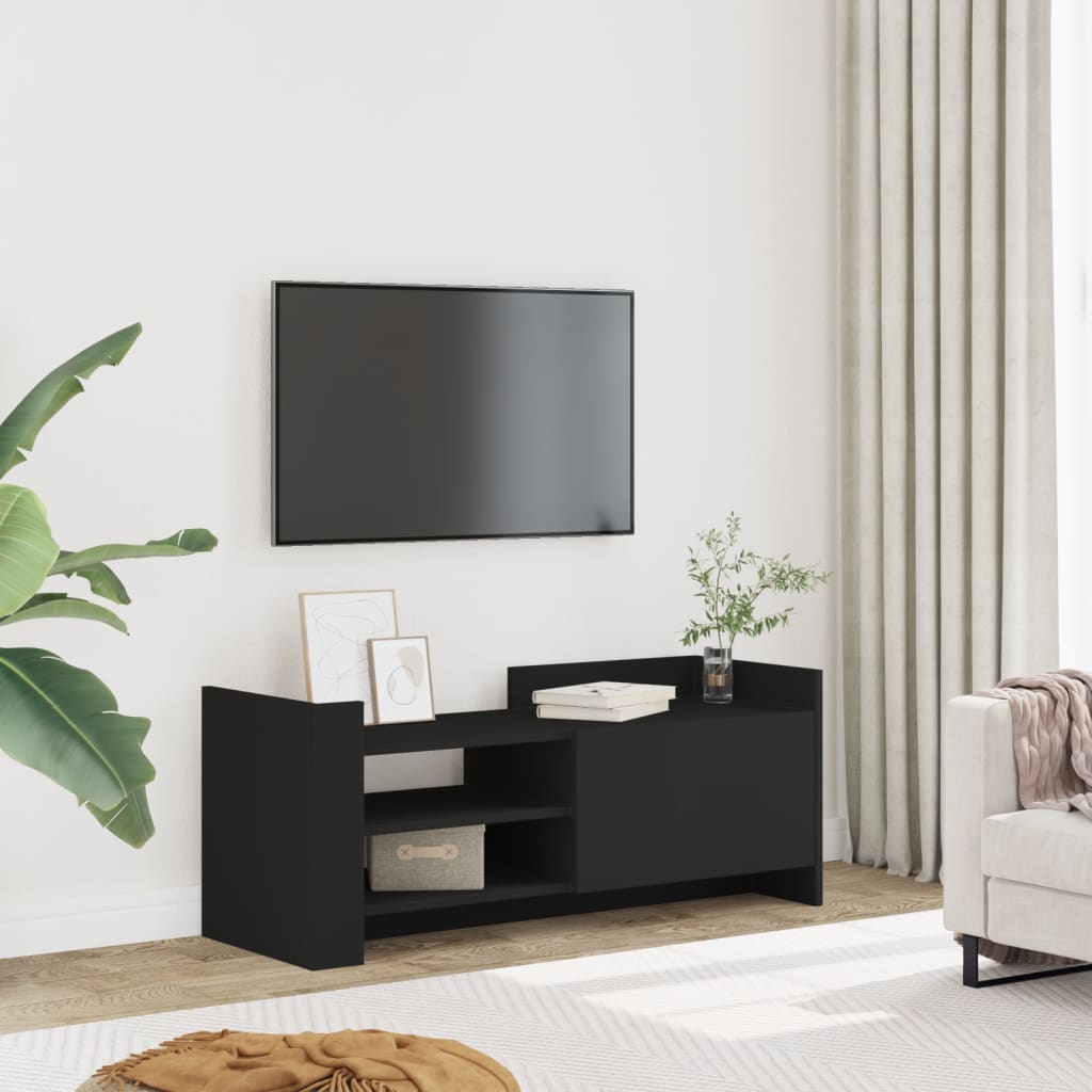 Vidaxl Szafka Pod Tv, Czarna, 100X35X40 Cm, Materiał Drewnopochodny