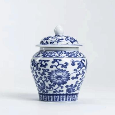 Vintage Keramik Teedose mit versiegeltem Deckel Chinesischer Stil Lebensmittelaufbewahrungsbehälter Feuchtigkeitsdicht Großes Fassungsvermögen Kaffeebehälter