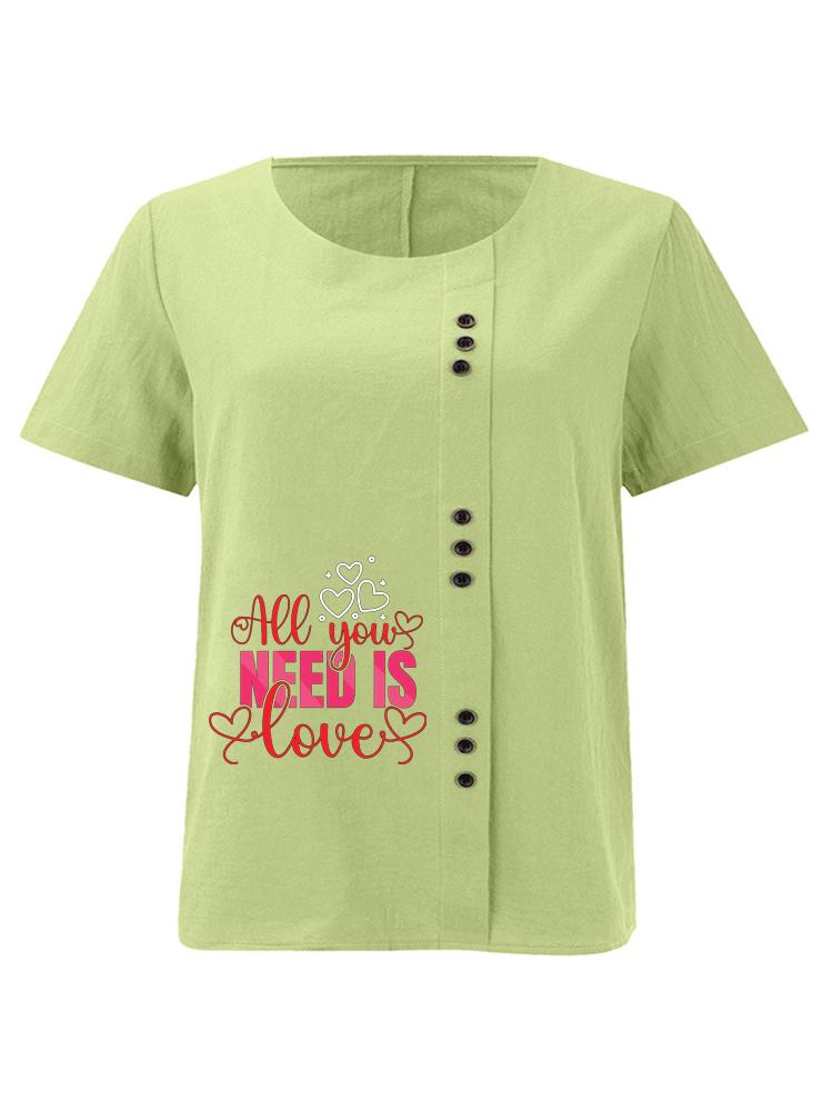 

Women s Fashion Red Letters Print Round Neck Short Sleeve T-shirt Casual Cotton Linen Graphic Shirt Leisure Loose Summer Blouse Tops 5XL зелений