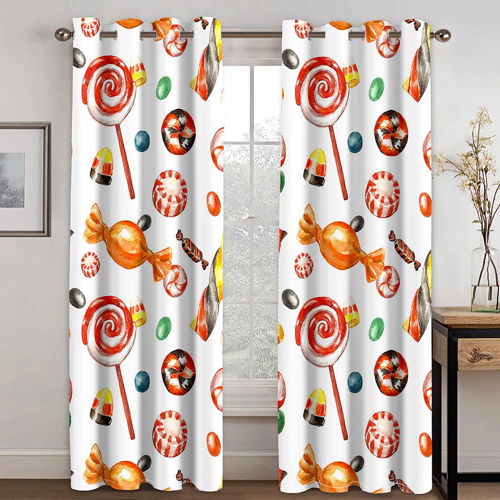 Pink Sweet Candy Ice-cream Girl Princess Window Panel Drapes In Children Bedroom Space Living Room Hall Treatments Kitchen Decor Drapes Blinds