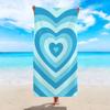 Aesthetic Pink Gradient Heart Beach Towel Flat Print Sparkle Heart Tapestry for Girls Summer Vacation Pool Party Gift