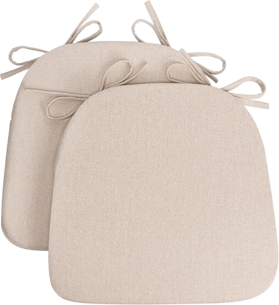 ComfortSeat D Shaped Dining Chair Pads with Washable Covers Non Slip Ties for Kitchen Chairs