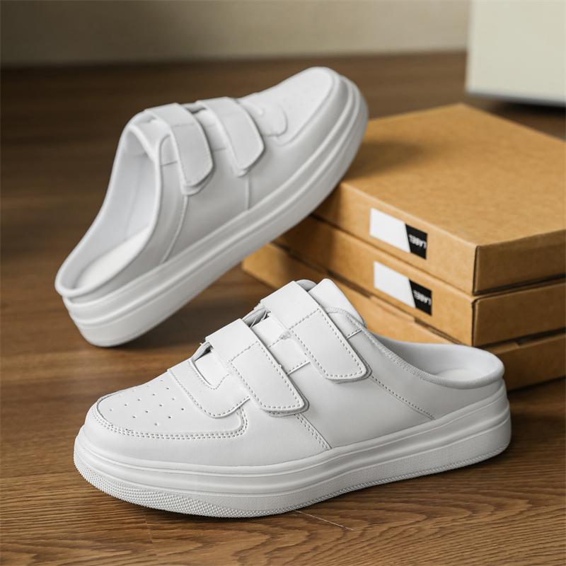 Fashion Casual Leather Men Slippers Suitable Summer Outdoor Muller Shoes Activities Half Drag Leisure Walk Male Walking Shoes Lazy Flats