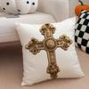 bBaroque Gold Cross European Style Cushion Cover Throw Pillow Cover Hidden Button Durable Polyester Chair Cushion